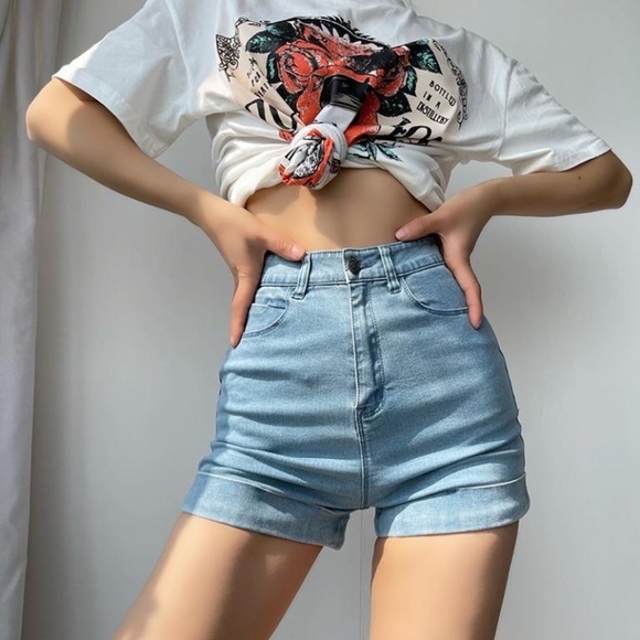 Ag Adriano Goldschmied Pants - Alexa Chung for AG jeans • Super high rise cheeky denim shorts